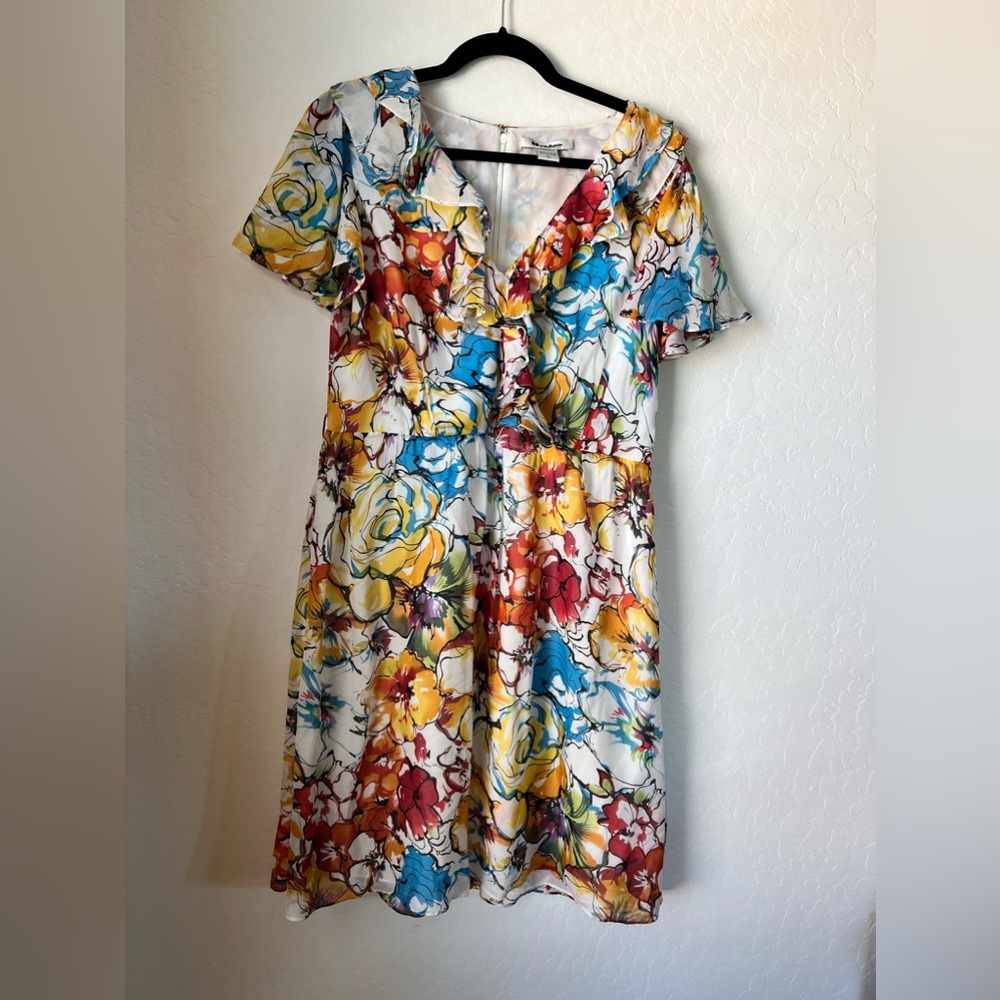 Nygard Collection Short Flutter Sleeve Floral Dress